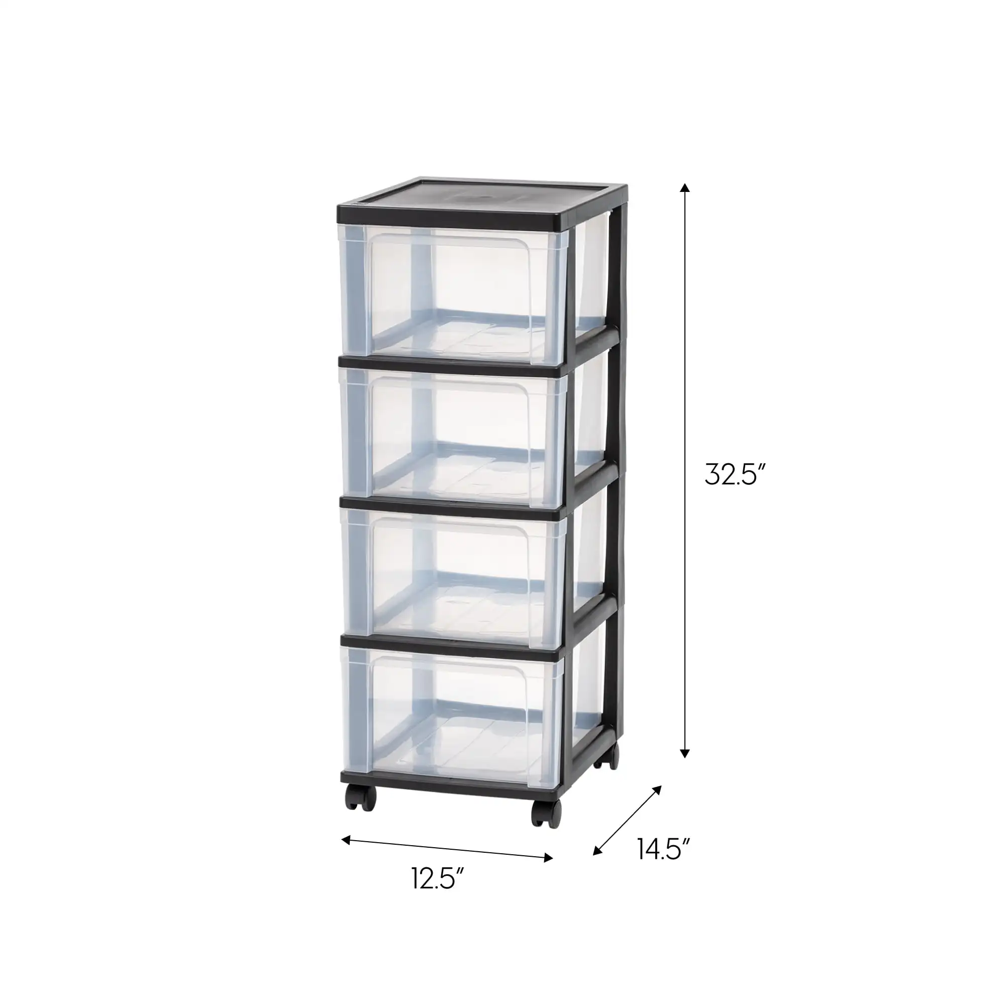 Iris USA 4 Slim Plastic Drawer Storage with Casters, White