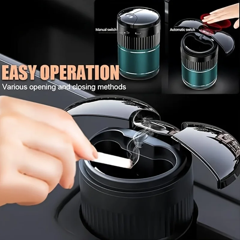 Smart Car Ashtray Auto-Open Infrared Sensor One-Touch Open/Close Lid Metal Inner Cup Holder Auto Accessories for Men Gifts