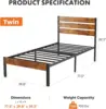 Twin Size Metal Platform Bed Frame - Mattress Foundation with Headboard and and Footboard, No Box Spring Needed with 700LBS Stur 2