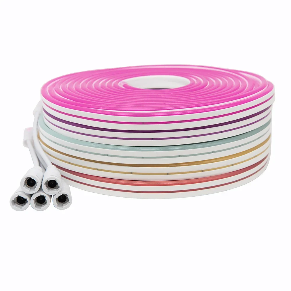 

Гибкая неоновая Светодиодная лента светильник 12 В SMD 2835 120 светодиодов/м, веревочная трубка, водонепроницаемая, 2,5 см, режущая для «сделай сам» неоновая вывеска, украшение для дома