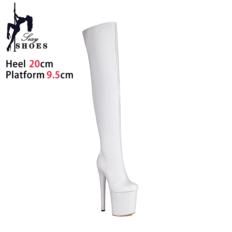 Exotic Pole Dance Boots Ladies Thick Sole Thin High Heels Thigh High Winter Shoes 20CM/8Inch Over Knee Platform Boots For Women