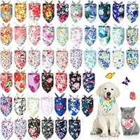 20Pack Flower Floral Dog Bandanas Spring Bee Polyester Triangle Dog Scarf with Flower Patterns for Small Medium Large Dog Pet 1