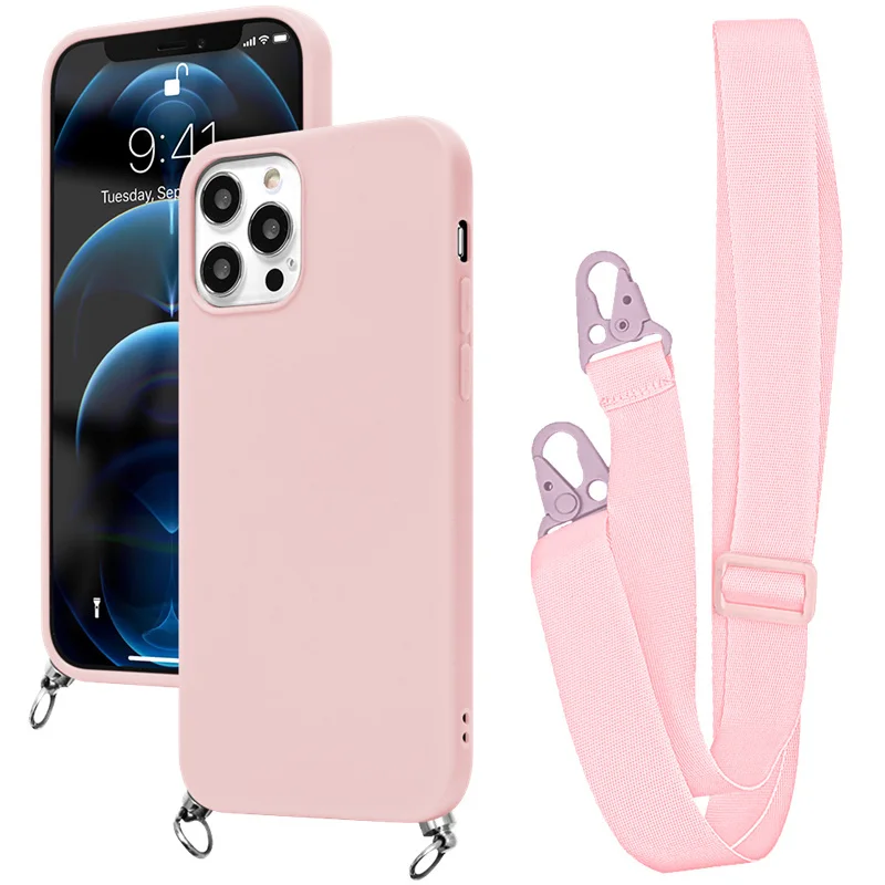 Crossbody Strap Cord Chain Silicone Phone Case with Lanyard Attachment