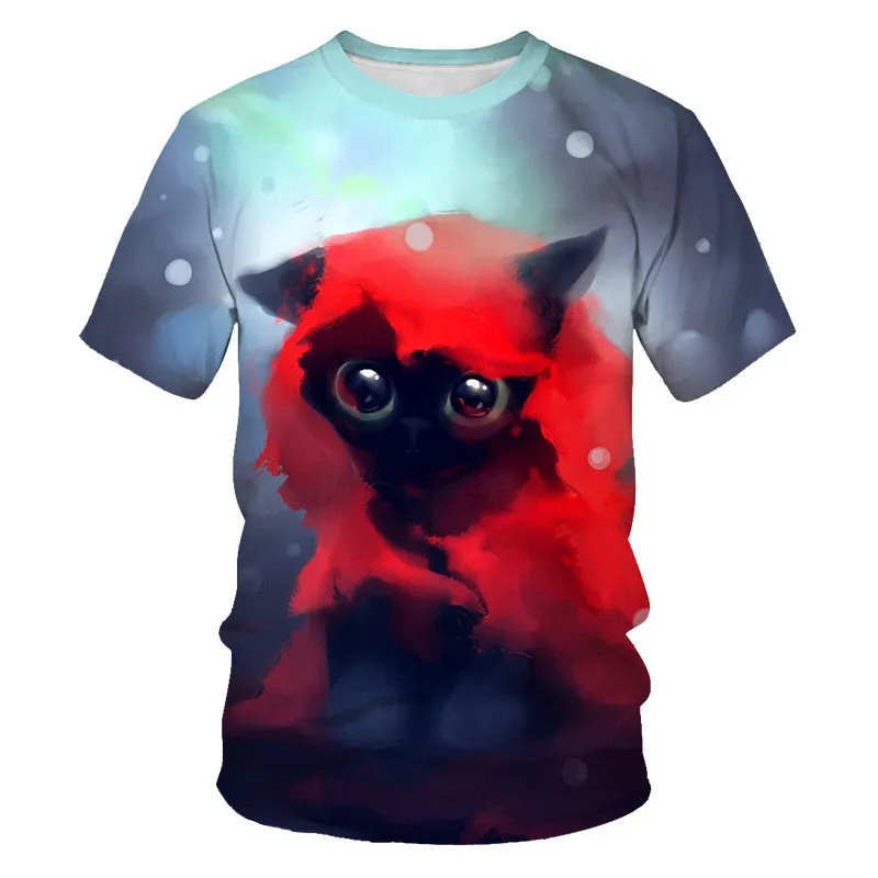 

New Summer Tide Fashion Pet Cat Pattern Men T-Shirts Casual 3D Print Tees Hip Hop Personality Round Neck Short Sleeve Tops