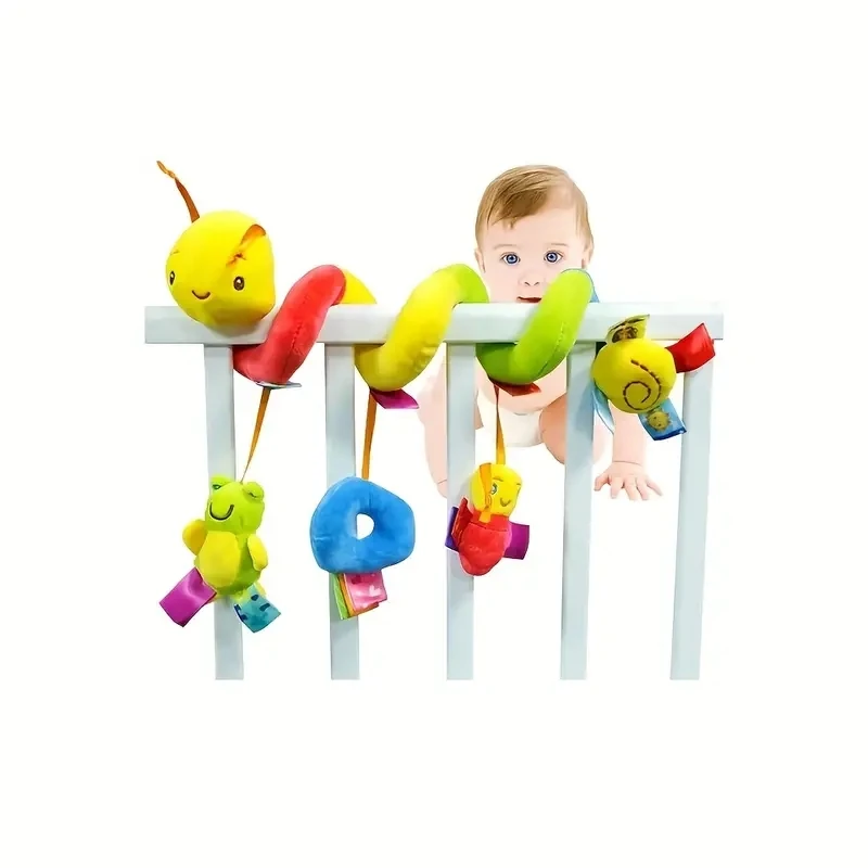 Baby crib winding with rattle bell paper multi-functional stroller hanging bell early education toy cart pendant 4