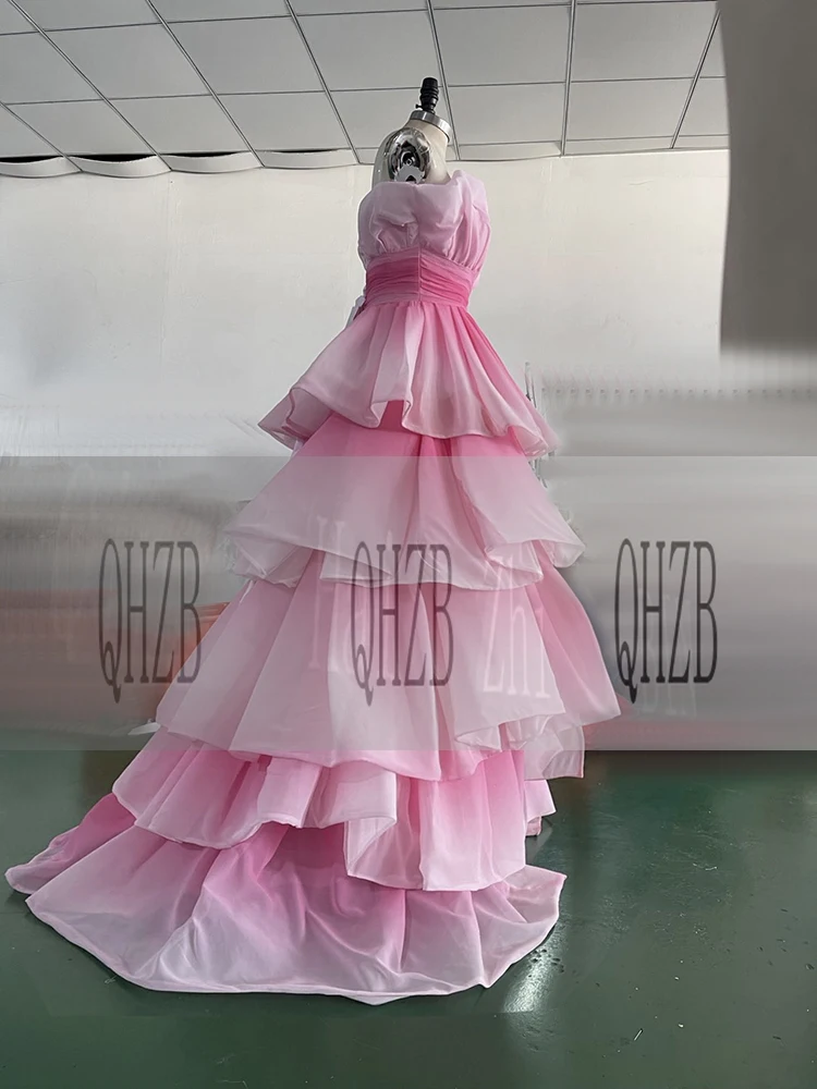 D08 Fashion New In Pink Natural A-Line Tea-length Organza Women Formal Evening Prom Dresses Long Bridal Gowns Free Shipping