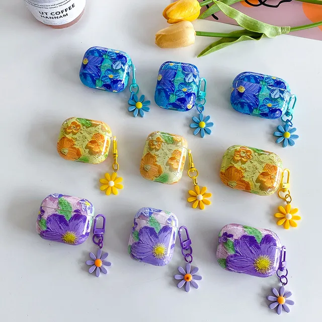 Flower Keychain Painting Graffiti Case For Apple AirPods 6