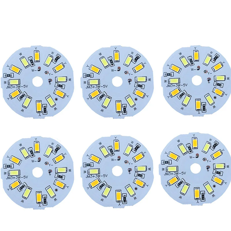 1/ 5pcs 3W DC 5V LED Light Board Two-color Light Source 46MM 5730 Lamp Beads For Led Bulb Downlight