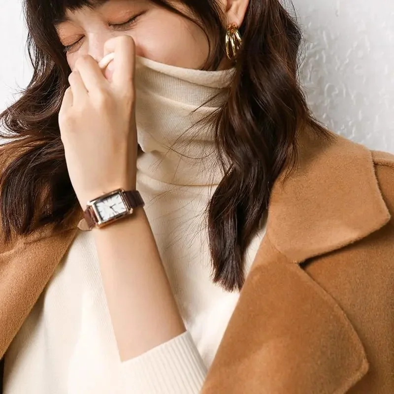 

Женские свитера 2024, зимние топы, свитер с высоким воротом, женский тонкий пуловер, джемпер, мягкий теплый вязаный свитер, женский зимний свитер