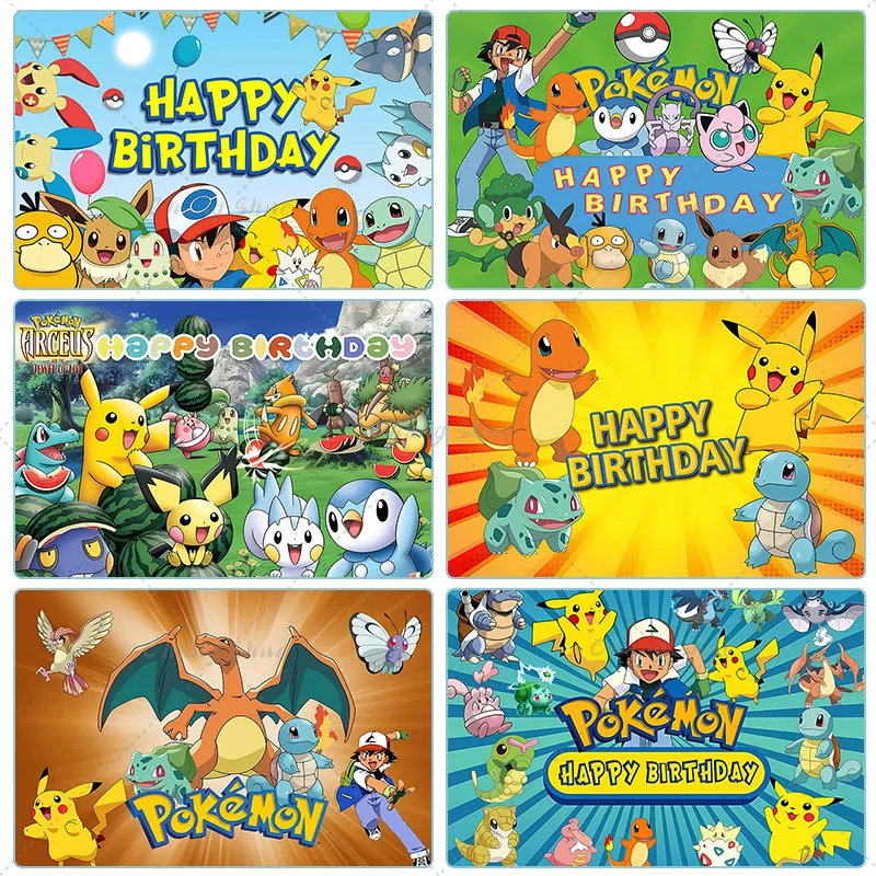 Birthday Party Supplies Birthday Background Supplies Birthday Backdrop Decoration Photography Backdrops Pokemon Birthday Party Backdrops Decor Pikachu Baby Shower Kids Boys Party Baby Shower Photo Studio Supplies