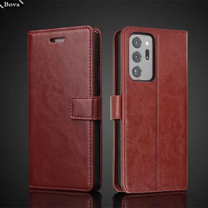 Elegant Leather Flip Wallet Case with Card Holder - Premium PU Leather Retro Cover