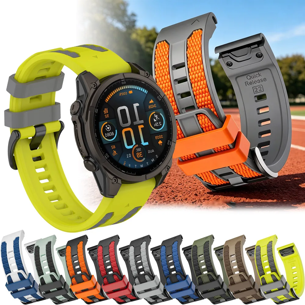 Premium Silicone Quick Fit Wristband Bracelet Strap, 22-26mm Adjustable