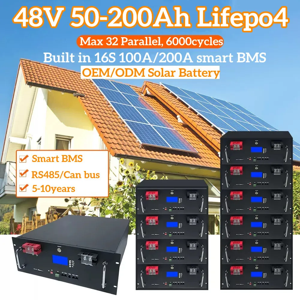 

GTK 48V 100Ah 5KW Lifepo4 50Ah 60Ah 120Ah 150Ah 180Ah 200Ah Battery Max 32 Parallel with CAN RS485 PC Monitor for Solar System