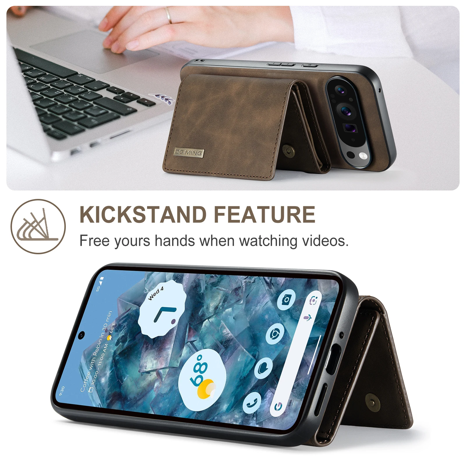 Luxury Detachable Leather Wallet Phone Case with Magnetic Cover and Large Bill Compartment