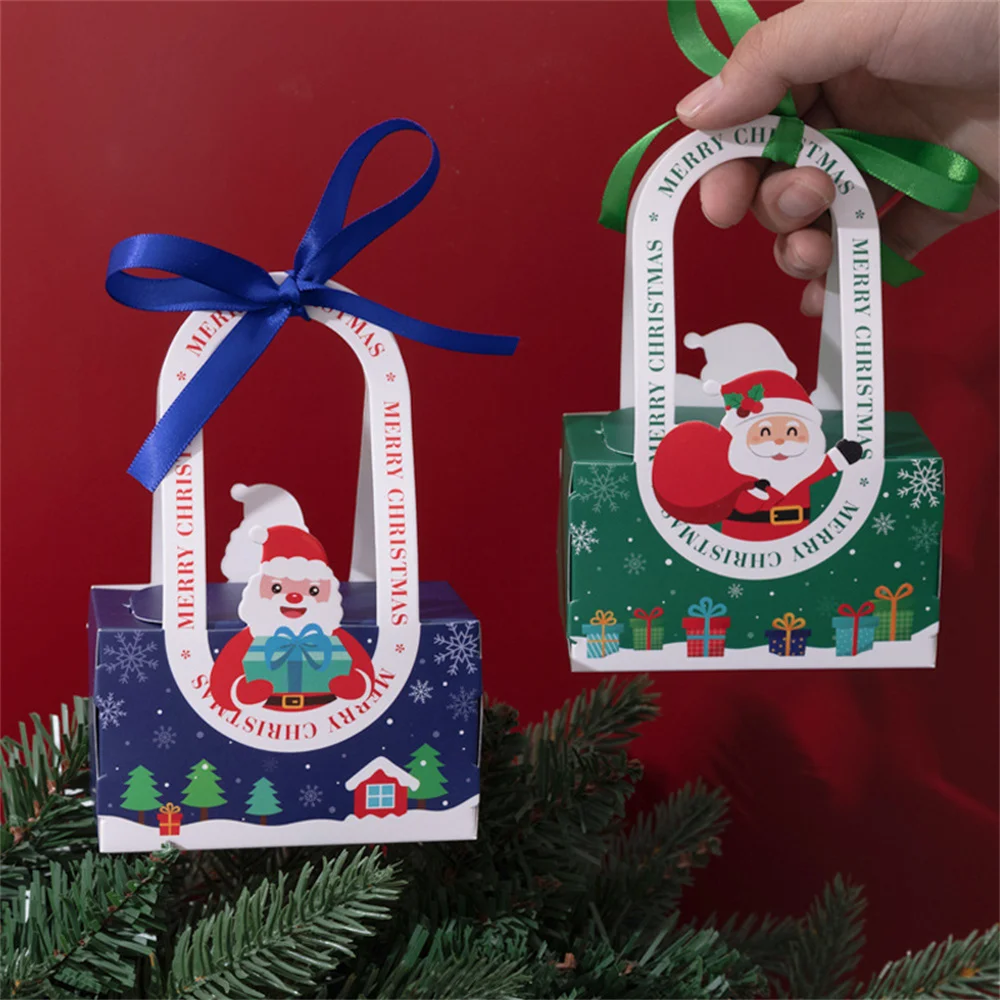 Christmas Decorations 1pc Christmas Gift Box for Children with Santa Claus & Christmas Tree Design Can Hold Cookies, Candy and Other Small Gifts