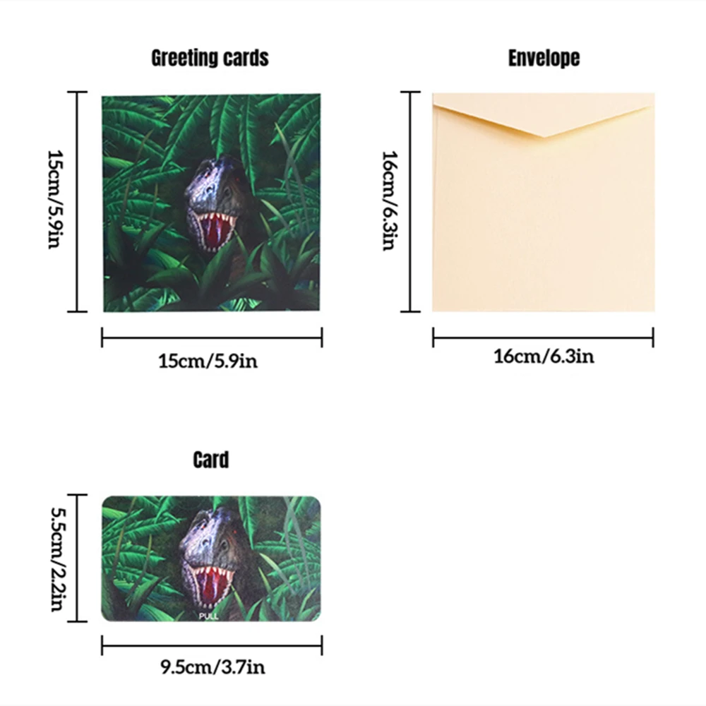 Creative Dinosaur 3D Greeting Card Children's Birthday Animal Greeting Card Blessing Message Postcard Invitation Letter