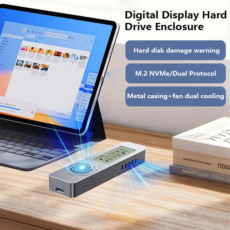 UTHAI M24 스마트 모바일 SSD 디스플레이 박스 듀얼 프로토콜 NVMe/SATA 외장 하드 디스크 Type-C 3.2 데이터 전송용