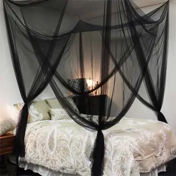 1Set Mosquito Net Solid Mesh Net Bed Canopy Curtain 4 Doors Bed Tent Polyester Camping Square Heating Tent Mosquito Net for Bed