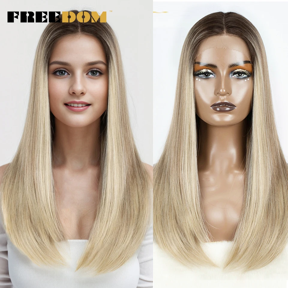 Synthetic Straight Bob Wig Synthetic Lace Wig For Women 22 inches Ombre Brown Cosplay Lace Front synthetic wig