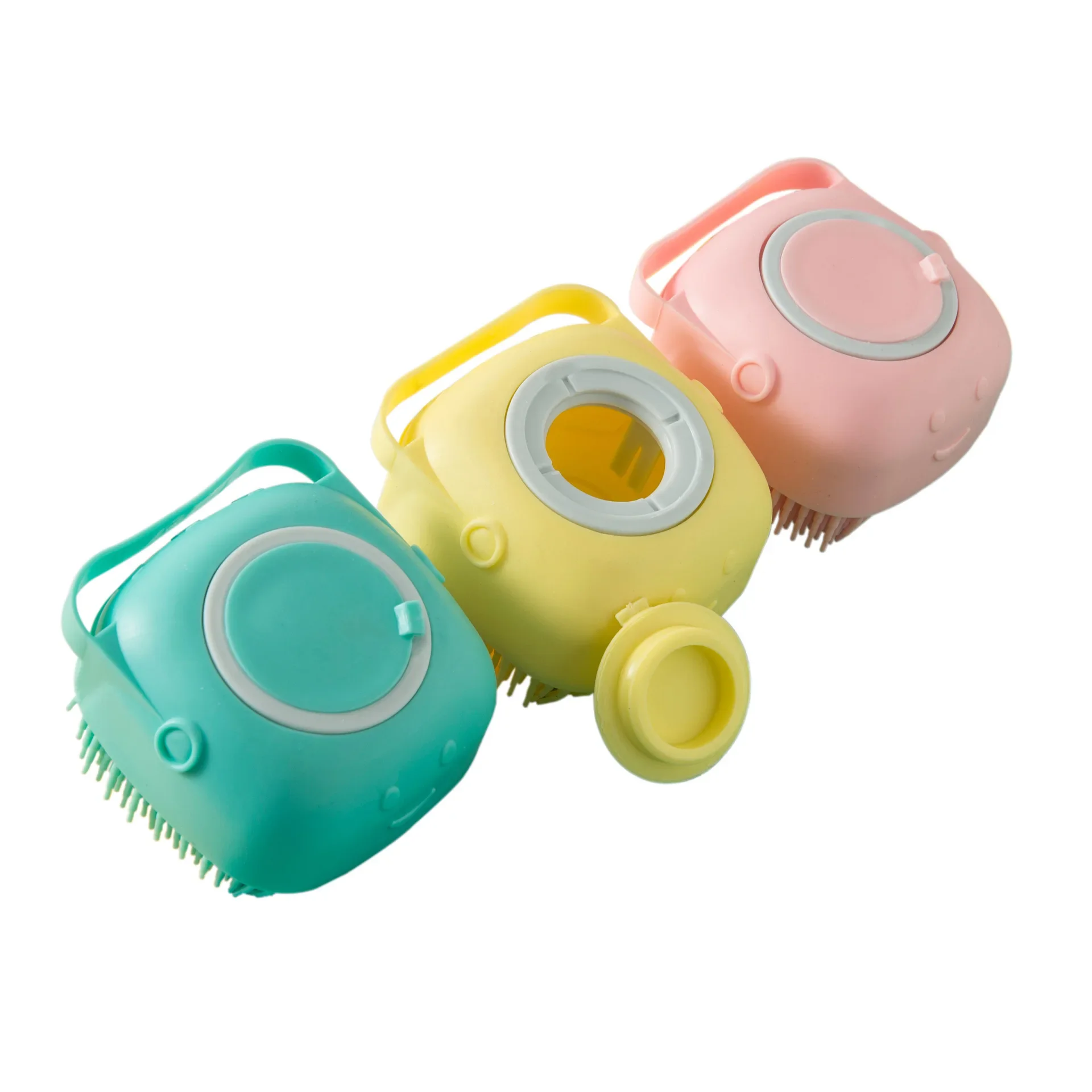 

Bathroom Dog Bath Brush Massage Gloves Soft Safety Silicone Comb with Shampoo Box Pet Accessories for Cats Shower Grooming Tool