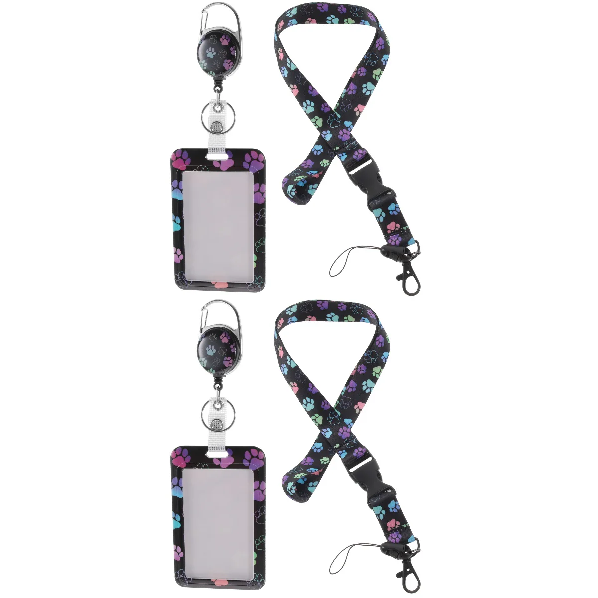 

Set of 2 Anti-scratch ID Card Holder with String Nurse Lanyards for Neck Plastic