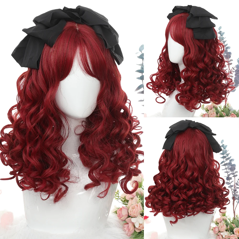 Review for lolita red long curly wig yv42771 main image 1