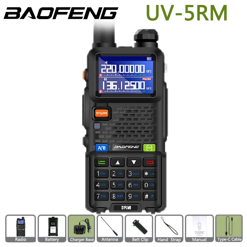 Baofeng UV-5RM Air Band Walkie Talkie Wirless Frequency Copy Multi Band 3800mAh USB-C Charge NOAA High Power Long Range CB Radio 6