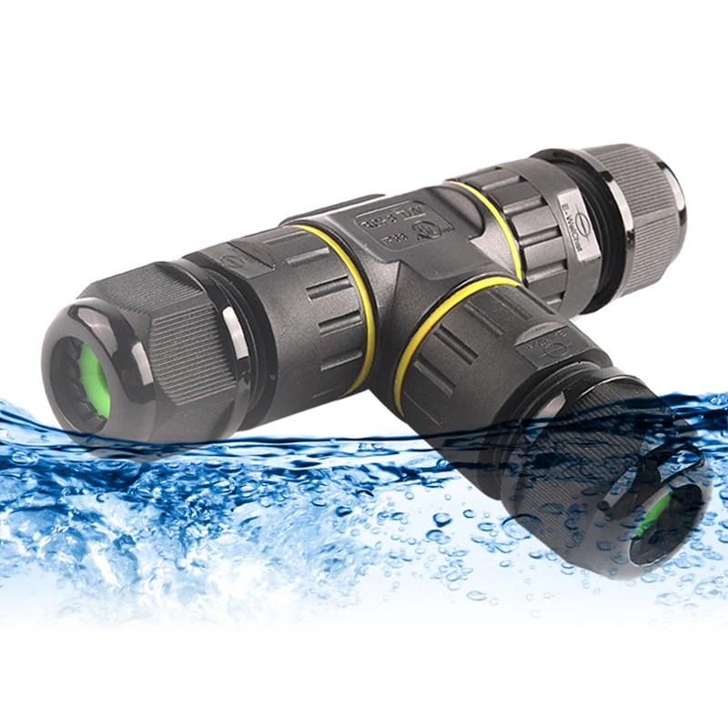 IP68 M20 T Shape Waterproof Connector 3 Pin 4 Pin Quick Terminal Electrical Wire Connector For Outdoor Cable Connection DIY GO