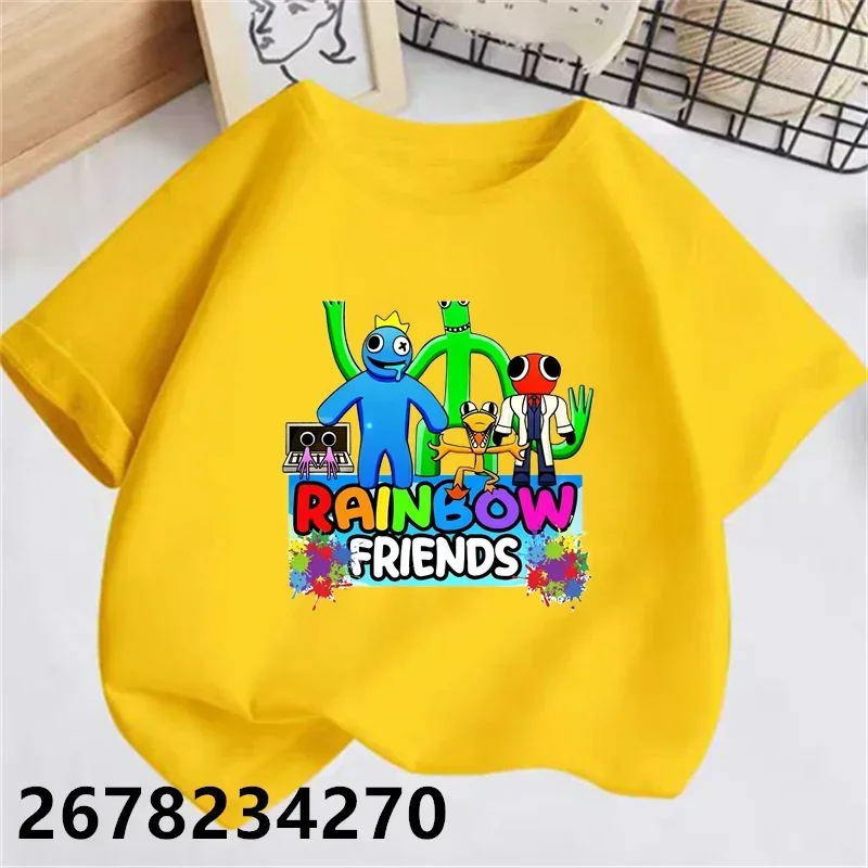 Hot Game Rainbow Friends T-Shirt Set Cartoon Boys Girl Baby Birthday Kids Clothes Short Sleeve T-Shirt Harajuku Multicolour Tops 4