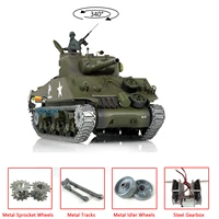 2.4G Henglong 1/16 Scale M4A3 Sherman Short Barrel RTR RC Tank 3898 With Metal Tracks 1800mah Tank Battery 7.0 Upgraded Ver 2