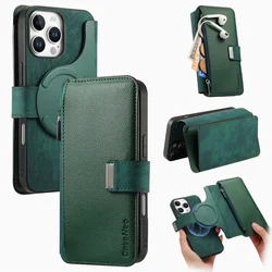 Versatile Leather Wallet Phone Case with Multi Card Slots and Retro Buckle Cover - iPhone 14 (Green)