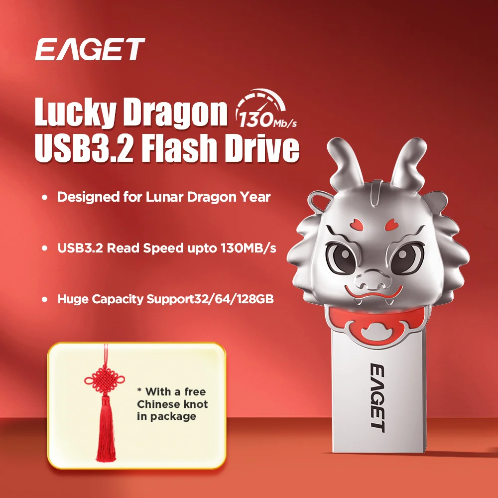 

EAGET U95 USB 3.2 Flash Drive Luanr Dragon Year USB Pen Drive 32gb 64gb 128gb Pendrive Memory Stick flash Disk for PC Phone