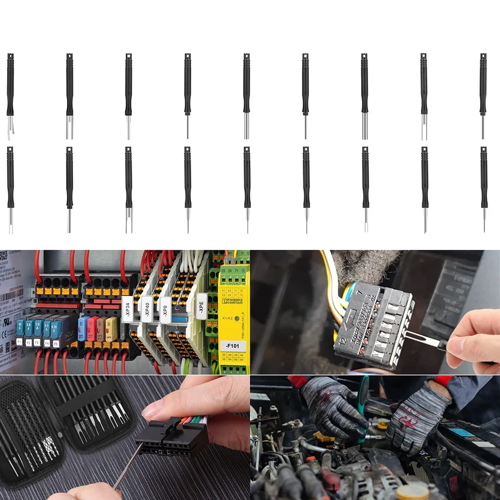 18Pcs Car Terminal Removal Kit Repair Inspection Tools Auto Cable Plug Remove Pin Puller Electrical Wire Crimp Disassembly
