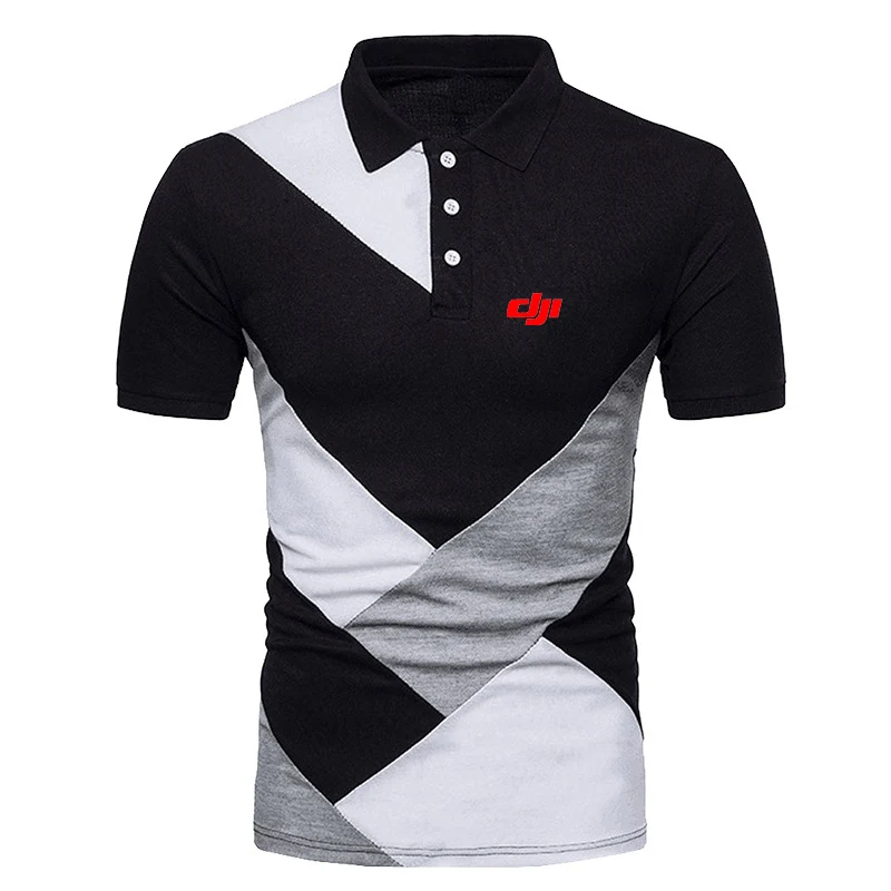 Description Picture 5 of item2023 Dji Professional Pilot Drone Summer New Spell Color Simple Style Casual Men Sport Short Sleeve Business Lapel Polo Shirt
