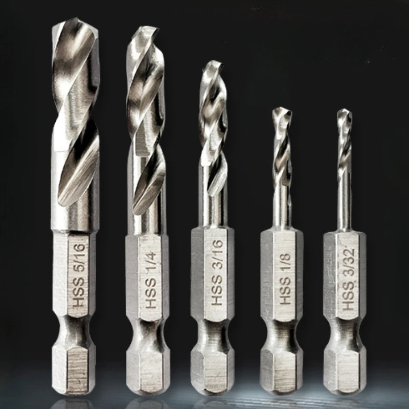 2/5Piece 1/4 Hex Shank Drill Bit Set Stubby Drill Bit Set For Metal M2 Short Length Drill Bit Steel For Quick Change Chuck