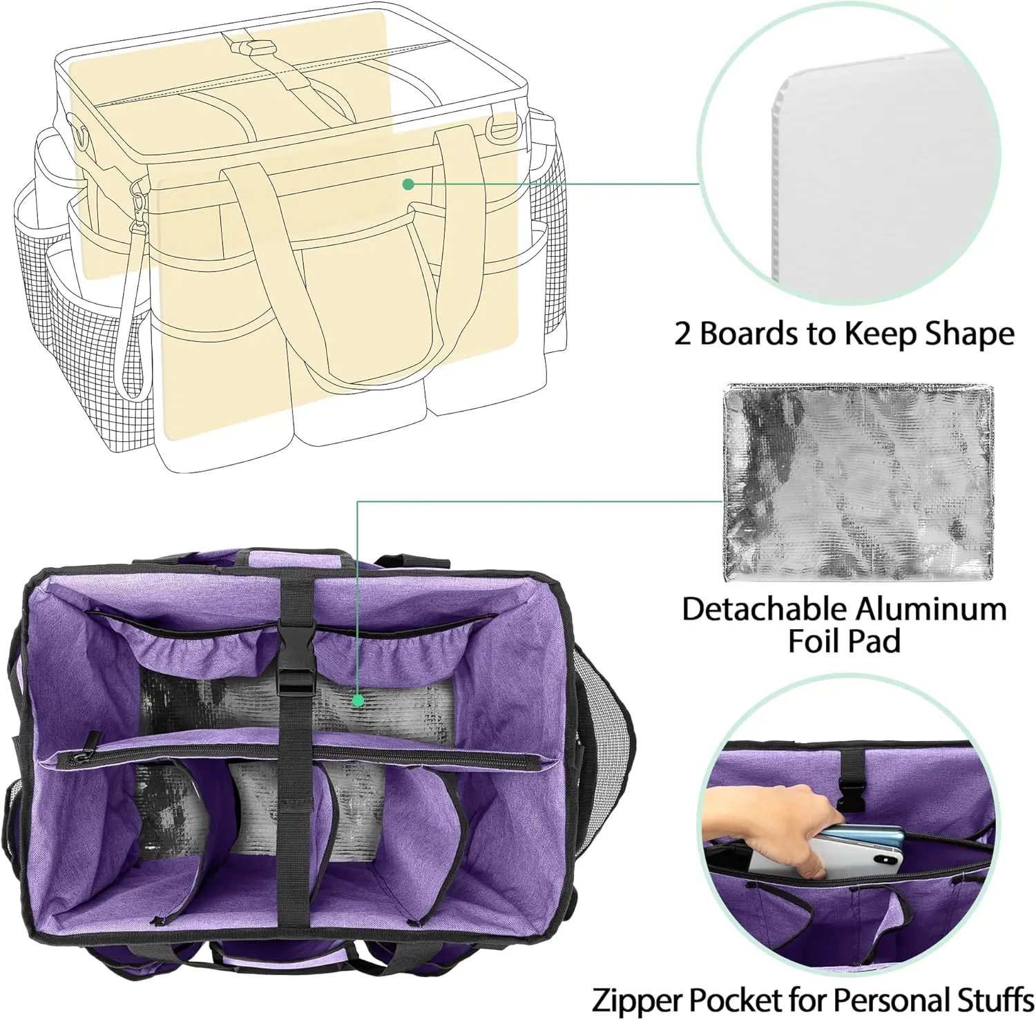 Rolling Cleaning Bag with Detachable Trolley, Portable Cleaning Cart on Wheels for Supplies,Professional Caddy