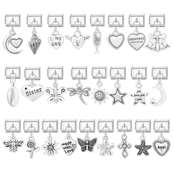 Creativity Module Bracelet Accessories Gold Letters Italian Links Charm Fit 9mm Titanium Steel Bracelet Jewelry DIY Making