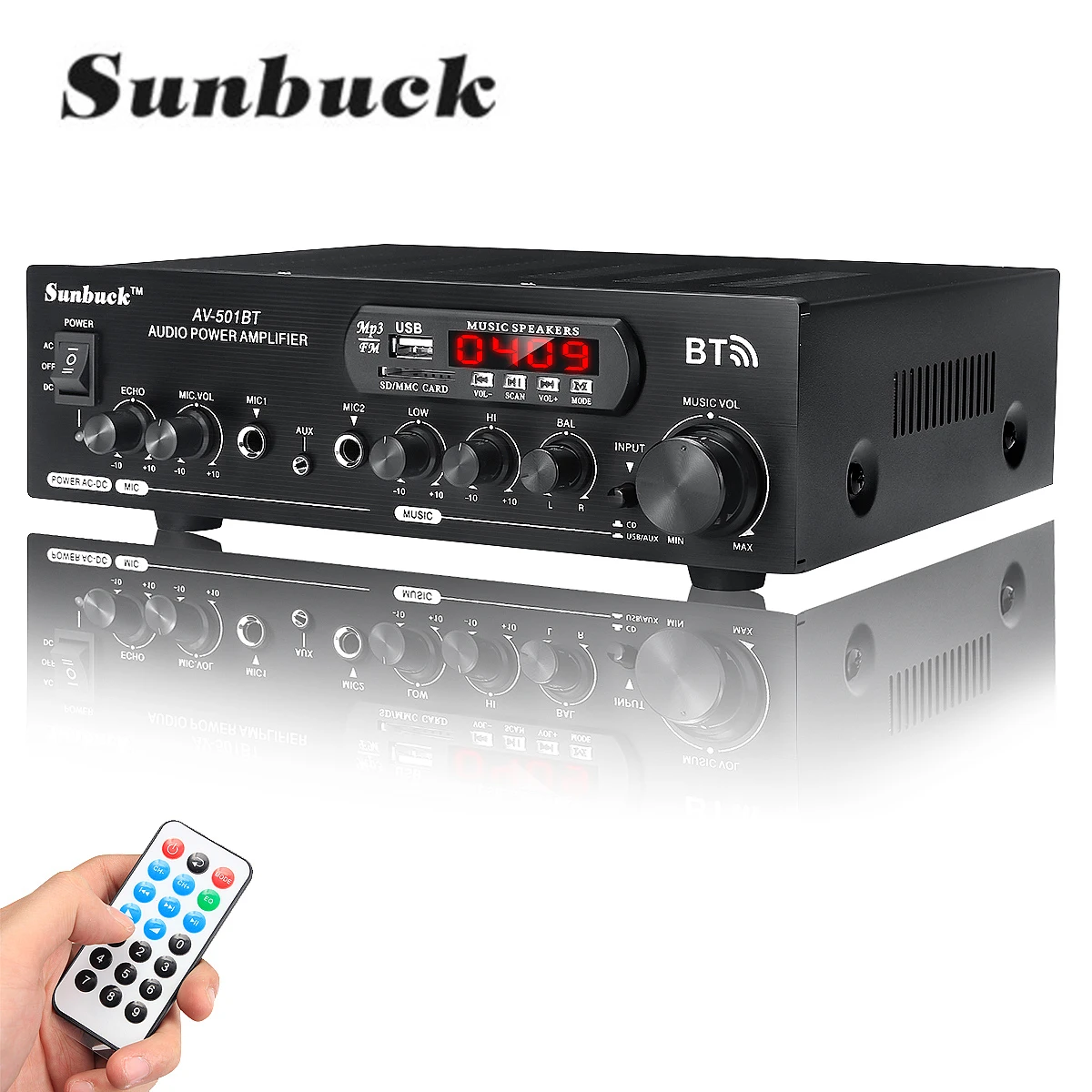 Mini amplificador de audio Sunbuck HiFi Amplificador estéreo 180W Receptor  de audio de doble canal con