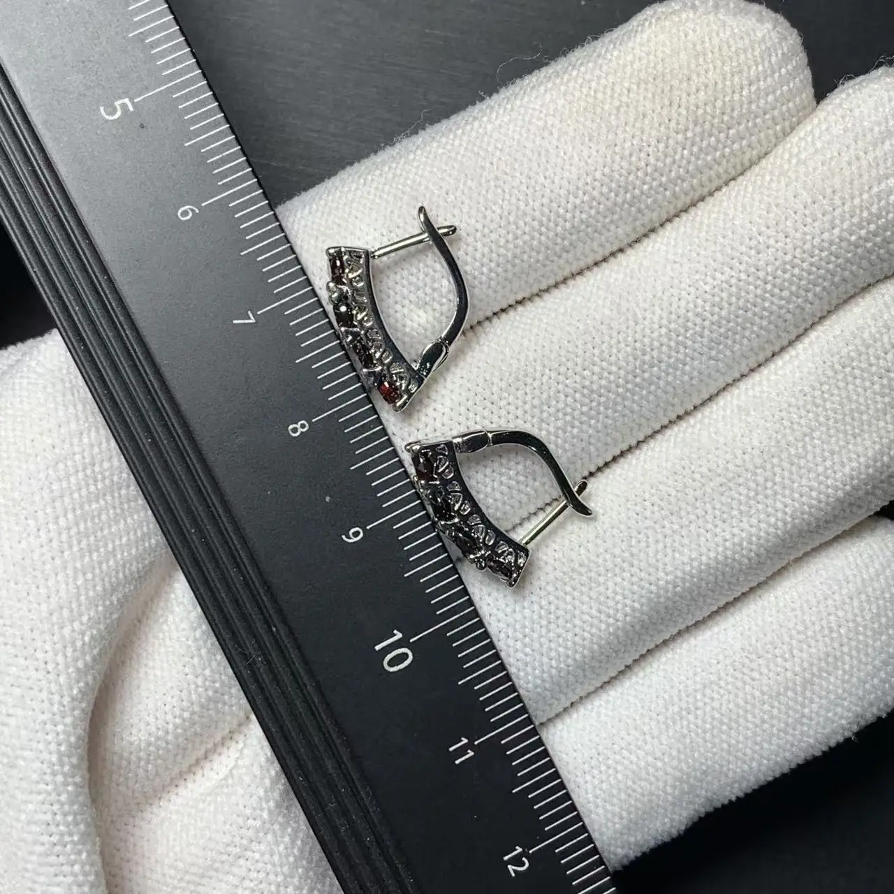 Vintage Natural Garnet Hoop Earrings Simple Classic Round Circle Gemstone Jewelry Handmade