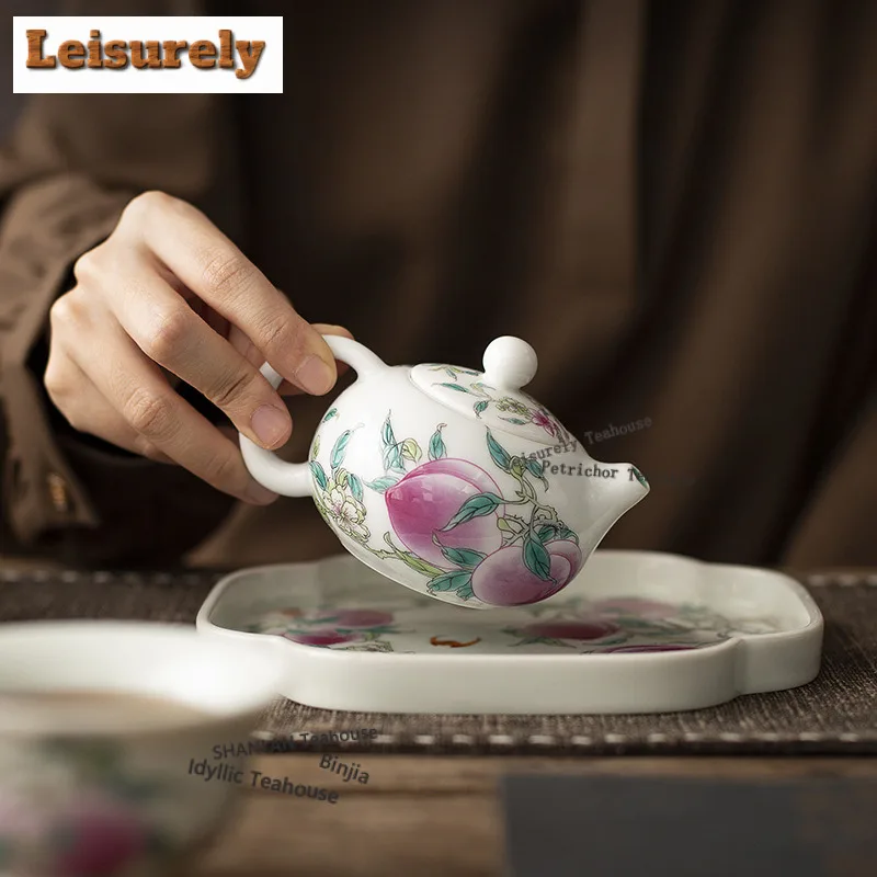 Five Peach Tea Set Complete Set Zen Porcelain Bowls Tea Tools Set Tea Ceremony Set Household Teapot and Tea Cup Set for Tea Gift