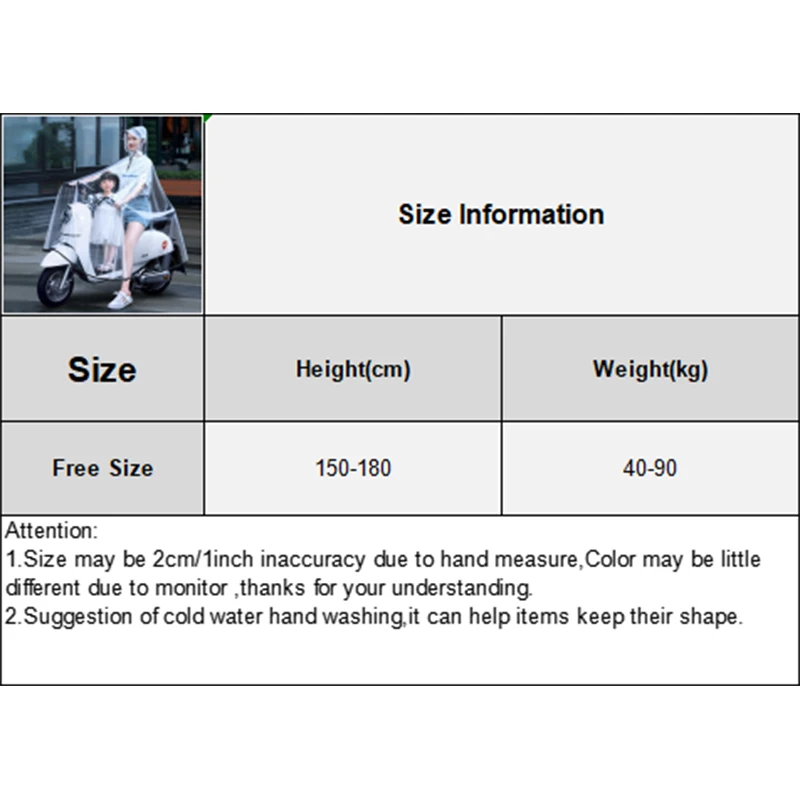 Cycling Rain Coat Jacket Capes Rain Poncho Hooded Mobility Scooter Cover Motorcycle Transparent Long Full Body Waterproof