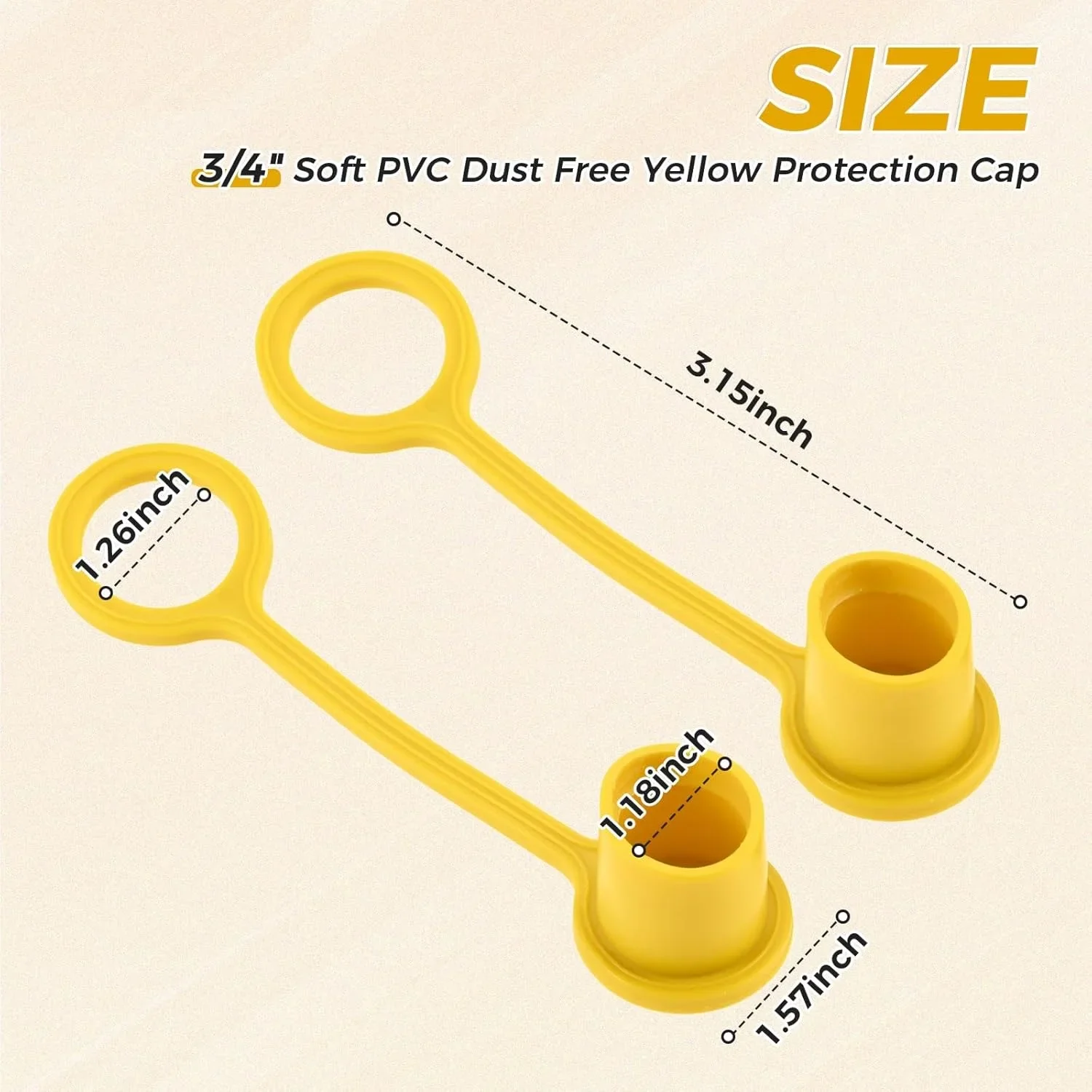 2pcs 3/4" Propane Natural LP Gas Dust Cap Plug Cover Soft PVC Yellow Quick Connect Hose Fittings Water Valves Pipe Connectors