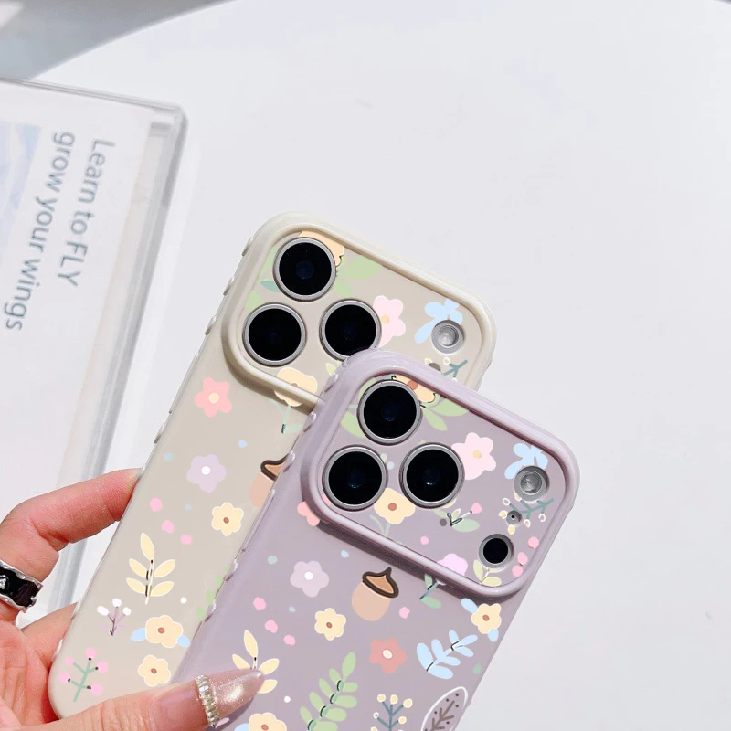 Spring Pastel Floral Shockproof Phone Case - Cute Girly Heart Design Back Cover