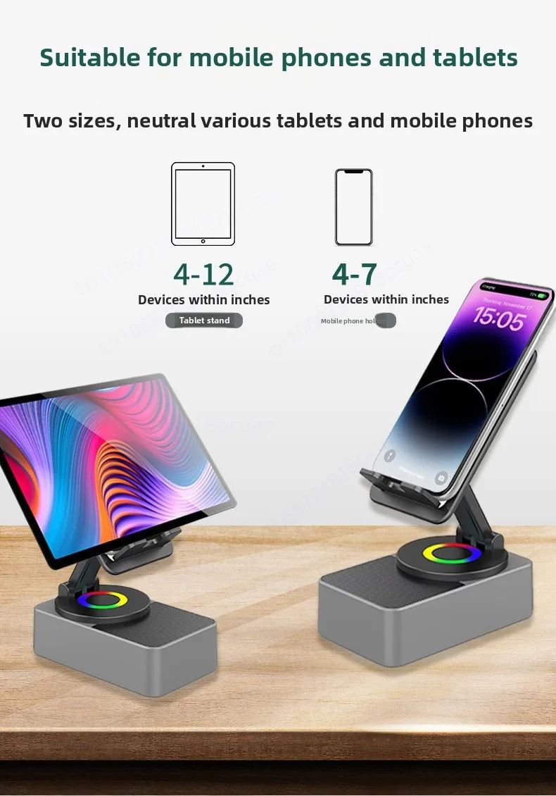 360° Rotating Phone Stand with Bluetooth Speaker & Power Bank, Adjustable Tripod