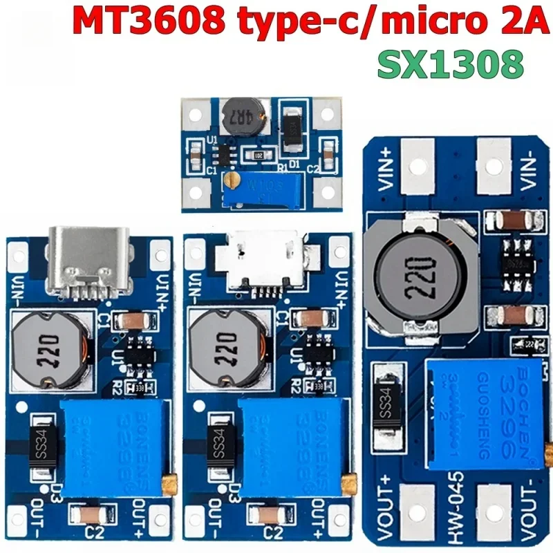 Lqy Mt3608 Modulo Di Alimentazione Booster Di Tipo C/Micro 2A Max Dc-Dc Step Up Modulo Di Alimentazione Da 3-5V A 5V/9V/12V/24V