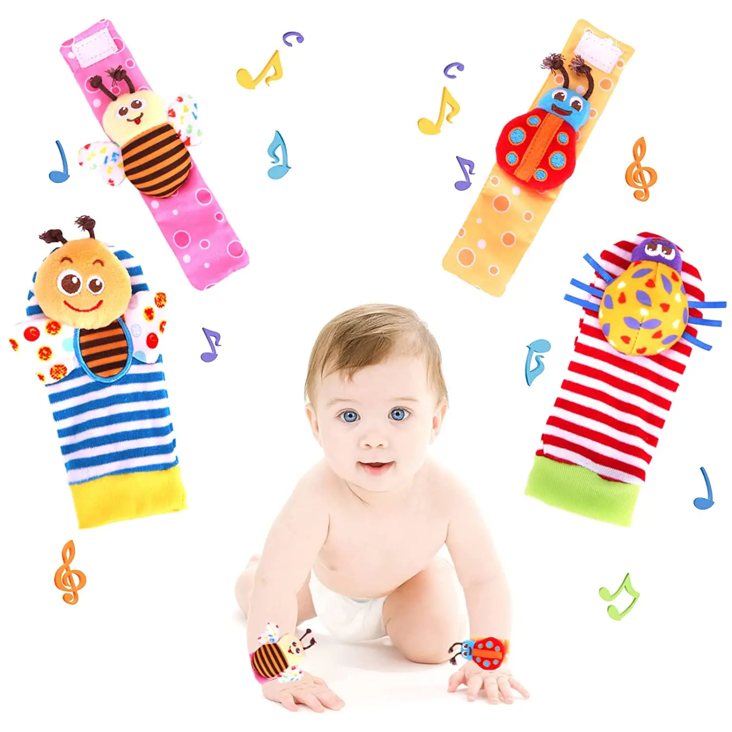 

Baby Wrist Rattles Sock Baby Bracelets for Infant Learning Toy Newborn Toys Baby Socks Birthday Gift Infant Toys 0-12 Months