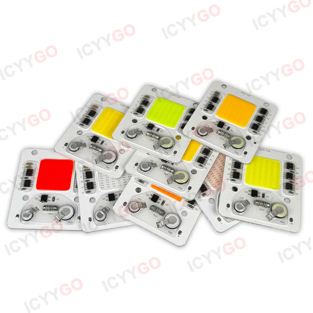 50 ワット COB AC220V スマ?ト IC ドライバ不要光源 DIY 投光器 LED チップ白赤紫 LED 電球スポットライト屋外照明