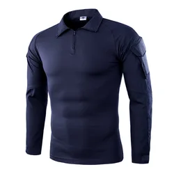 Camouflage Tactical Combat Shirt - Multicam Cotton Military - Style Clothing for Airsoft and Paintball (Navy Blue)