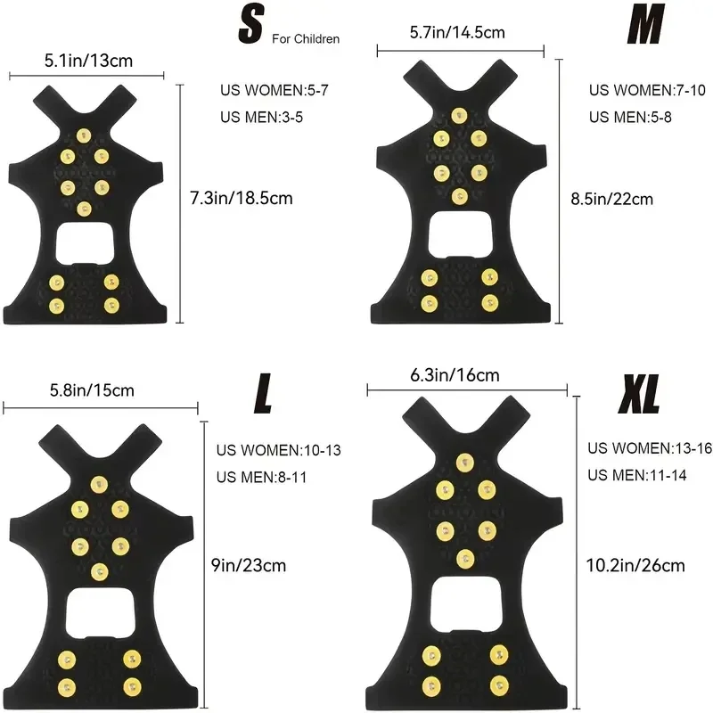 2pcs 10 Steel Studs Crampons Snow Grips Cleats for Ice and Snow Anti-Slip Rubber Traction Cleats Hiking Walking Climbing Jogging climbing crampons