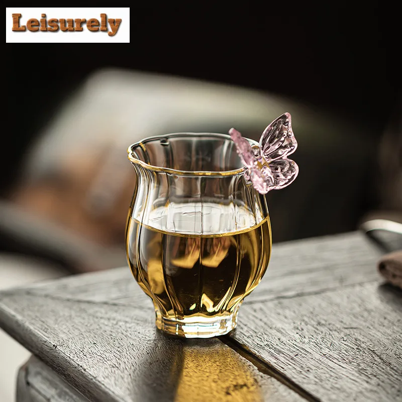 High Borosilicate Glass Butterfly Teacup Boutique Tea Bowl Sample Tea Cup Tea-tasting Smelling Cup Chazhan Master Cups Teapots